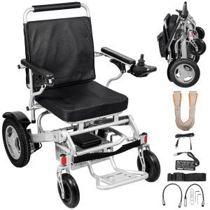 VEVOR Sedia a Rotelle Elettrica Pieghevole 250W, Sedia a Rotelle Elettrica  28kg,Sedia A Rotelle Per Disabili Anziani, Carrozzina per Disabili ed