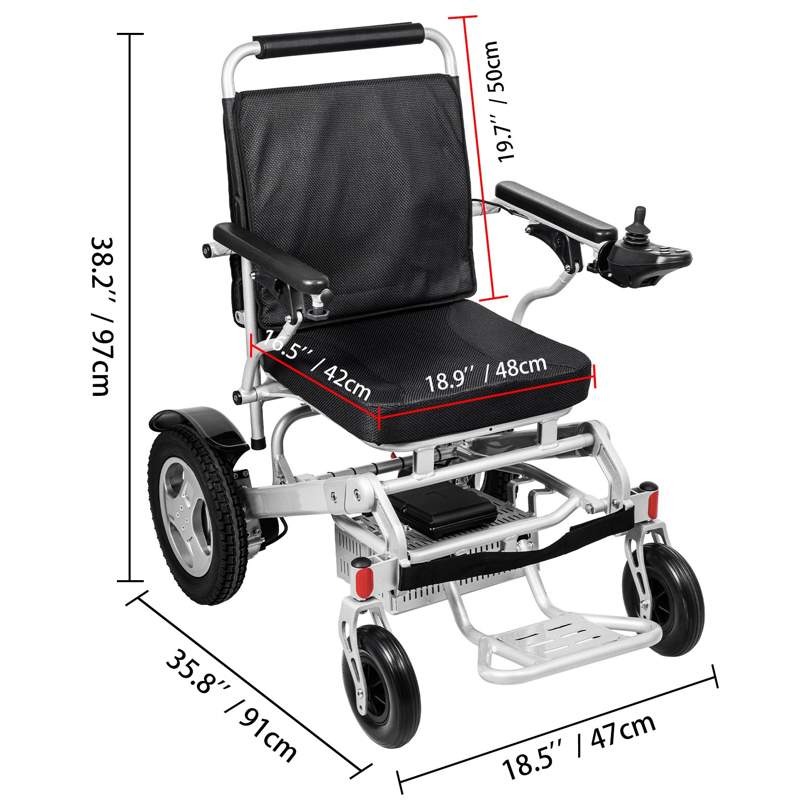 VEVOR Sedia a Rotelle Elettrica Pieghevole 250W, Sedia a Rotelle Elettrica 28kg,Sedia A Rotelle Per Disabili Anziani, Carrozzina per Disabili ed Anziani