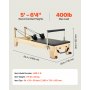 VEVOR Macchina per Pilates Riformatore Attrezzatura in Legno per Esercizi da Palestra Allenamento Domestico, Panca Letto per Pilates con Doppia Resistenza Molla Corda, Carico max. 181,44 kg