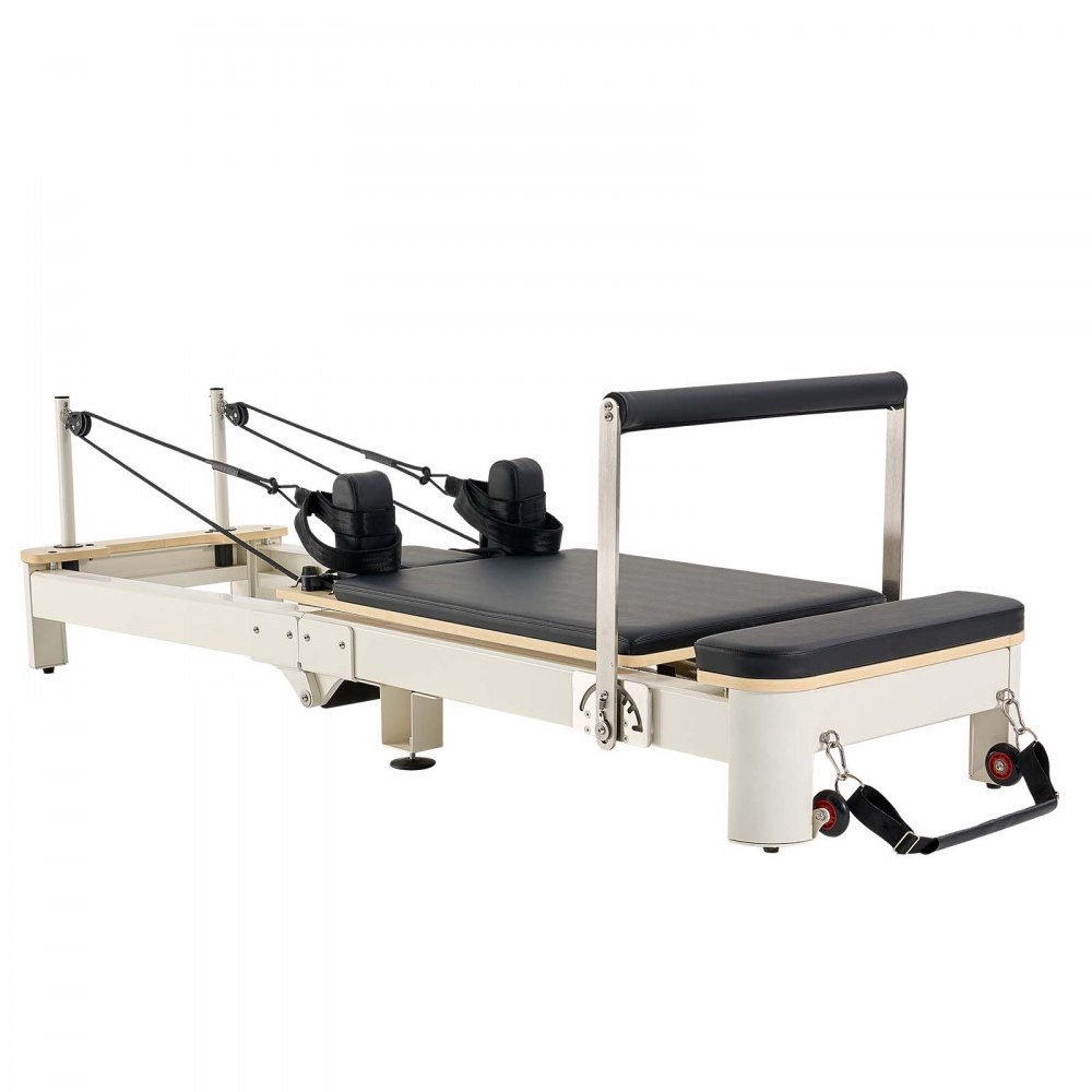 VEVOR Foldable Pilates Reformer Machine, Aluminum Pilates Bed with Seat Box & Dual Resistance – Spring & Cord, for Advanced & Beginner Users, Home Gym Equipment up to 181.44 kg
