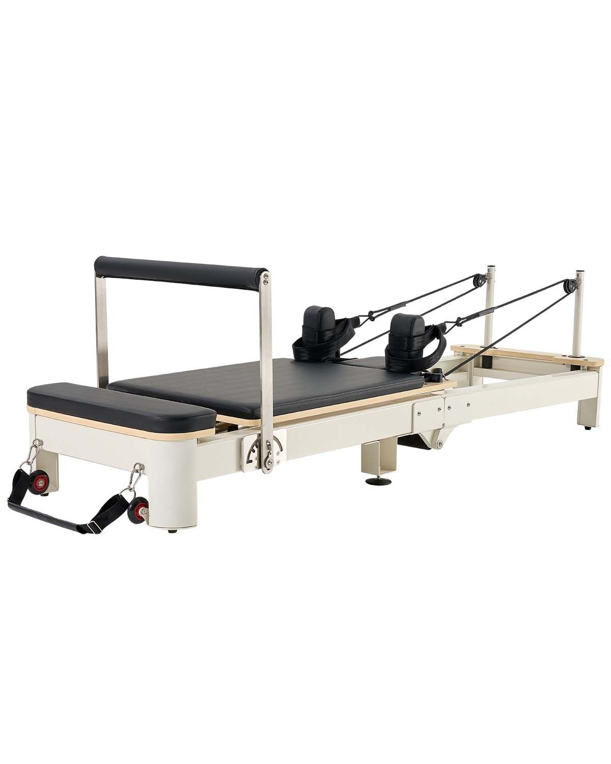 VEVOR Macchina Pieghevole per Riformatore per Pilates, Letto con Seduto Scatola, per Casa Palestra Utenti Avanzati Principianti con Doppia Resistenza Molla e Corda, 2215 x 700 x 830 mm
