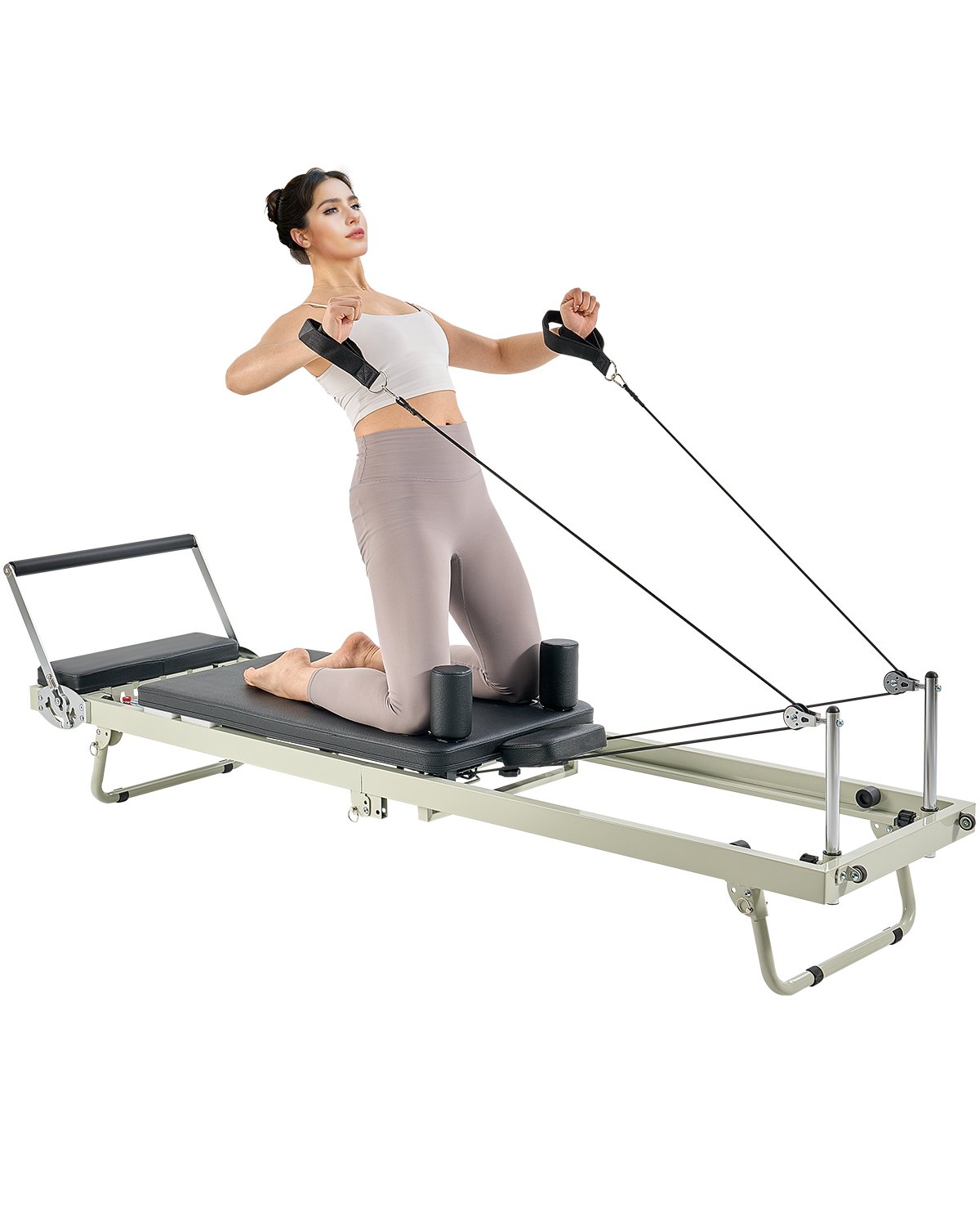 VEVOR Riformatore Pilates Pieghevole, Macchina per Allenamento Pilates per Palestra Casa, Letto Pilates con Doppia Resistenza Molla e Corda, per Utenti Avanzati Principianti, Fino a 181,4 kg