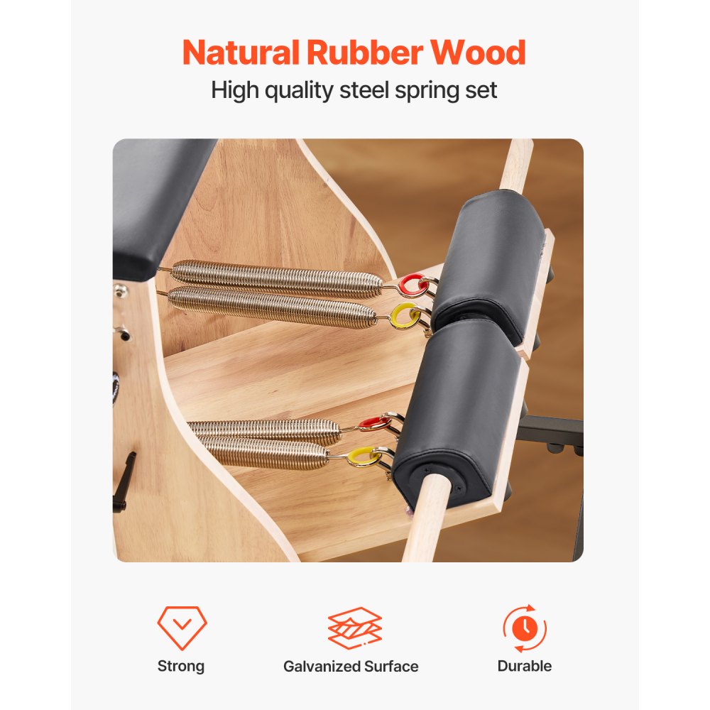 VEVOR Scatola per Riformatore per Pilates, 625x435x240 mm, Pilates Seduta Scatola per Esercizi in Legno Premium, Attrezzatura Migliora Corpo Forza e Equilibrio, Gamma di Movimenti, Nero