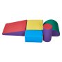 VEVOR Soft Building Blocks, 5-Piece Set, Foam Building Blocks for Toddlers from 6 Months to 3 Years, Large Building Blocks Made of PU Leather, Indoor Climbing & Crawling Activity Playset for Crawling & Sliding