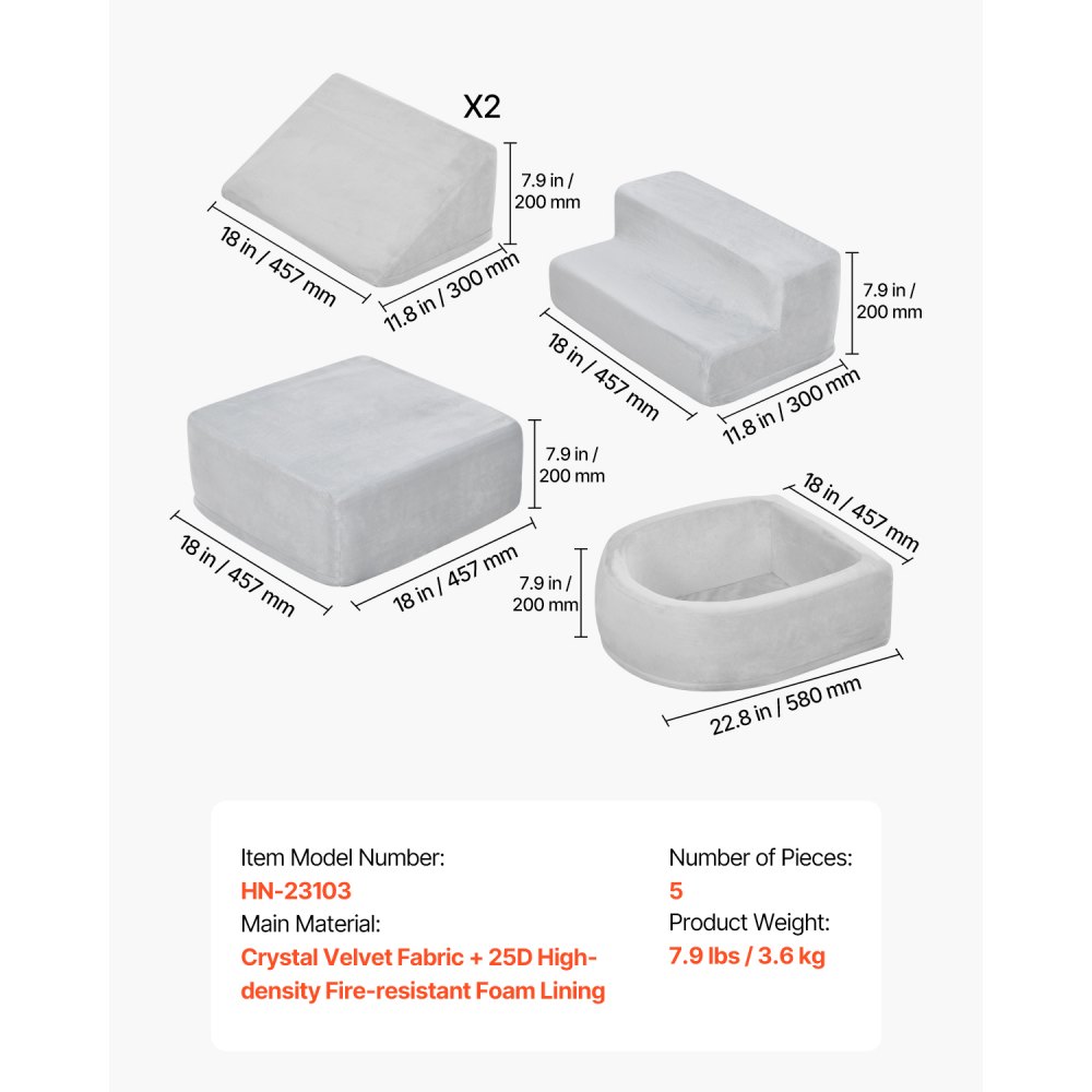 VEVOR Giocattoli da Arrampicata, Set 5 Pezzi, Blocchi da Arrampicata in Schiuma per Bambini, Blocchi Arrampicata per Bambini con Piscina di Palline, Palline Non Incluse, per Gattonare al Coperto