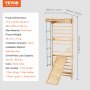 VEVOR Swedish Ladder Wall, 15-Step Wooden Climbing Toy for Indoor Playgrounds, 100 kg Load Capacity, Swedish Wall Ladder for Children & Adults, Pine Wood Climbing Wall