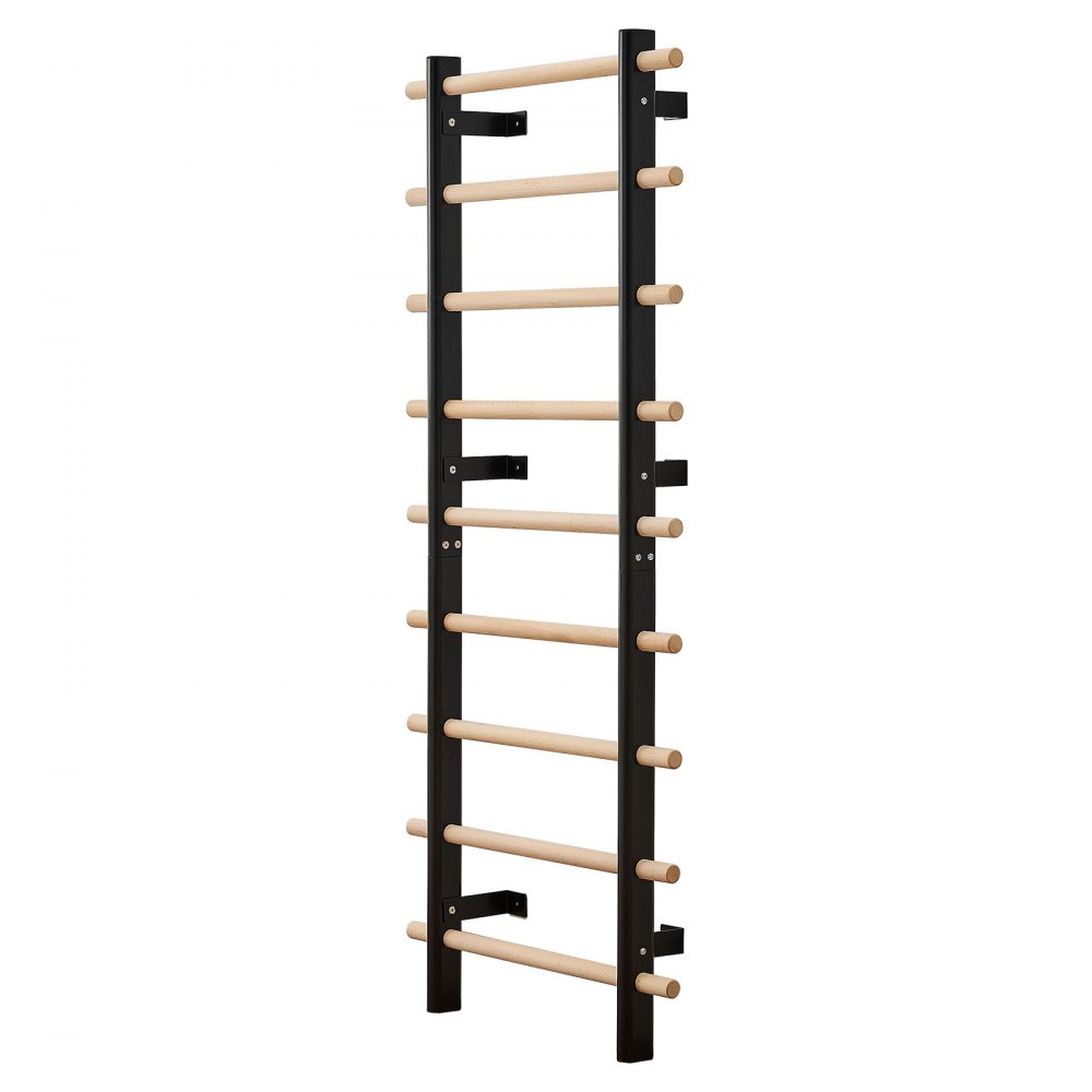 VEVOR Scala Svedese da Parete, Carico 150 kg Scala per Ginnastica a 9 Livelli,  Barre per Stalli da Ginnastica in Legno Massello e Acciaio al Carbonio, per Accessori Cremagliera di Potenza 80 x 80 mm