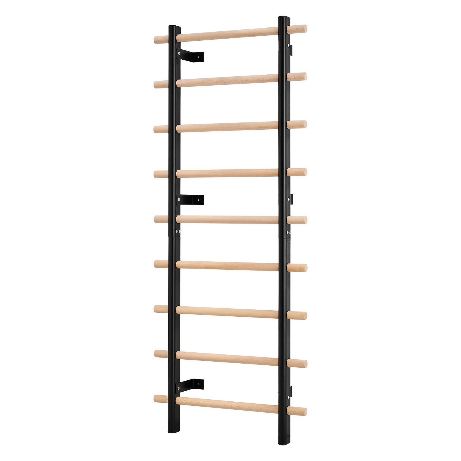 VEVOR Scala Svedese da Parete, Carico 150 kg Scala per Ginnastica a 9 Livelli,  Barre per Stalli da Ginnastica in Legno Massello e Acciaio al Carbonio, per Accessori Cremagliera di Potenza 80 x 80 mm
