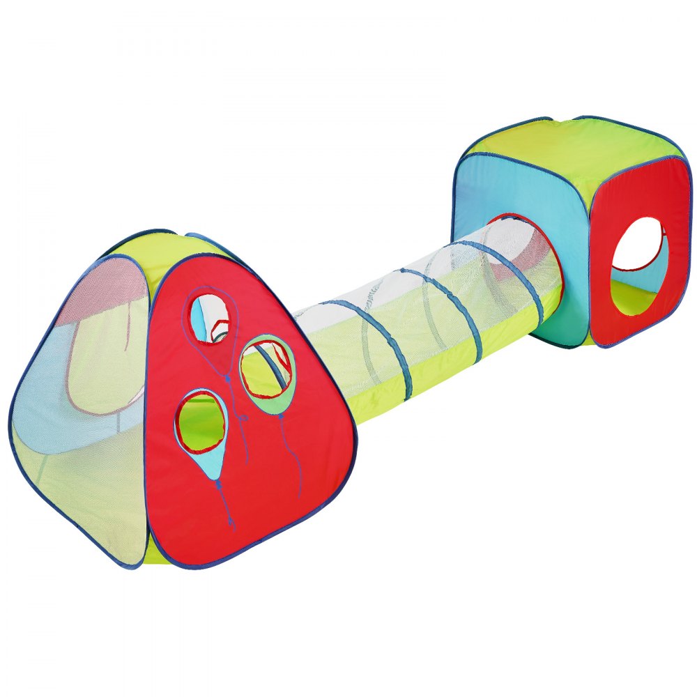 VEVOR Tenda da Gioco per Bambini 3 in 1 con Tunnel Neonati Bambini, Casetta da Gioco Pop Up per Interni/Esterni con Borsa per il Trasporto e Cinghie, Multicolore Rosso/Giallo/Blu