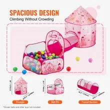 VEVOR Castello pop-up per ragazze delle principesse, tenda da gioco e tunnel per bambini con custodia