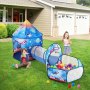 VEVOR Tenda da Gioco per Bambini 3 in 1 con Tunnel Neonati Bambini, Interni/Esterni con Borsa per il Trasporto e Cinghie Regali di Compleanno, Tema Razzo di Colore Blu Reale