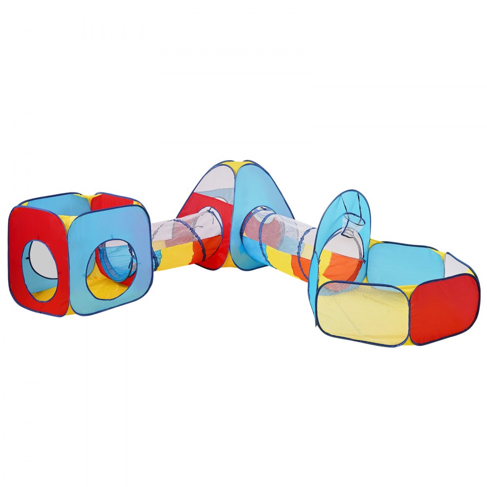 VEVOR Tenda da Gioco per Bambini con Tunnel, Casetta da Gioco Pop Up per Interni/Esterni con Borsa per il Trasporto e Cinghie Regali di Compleanno, Rosso/Giallo/Blu