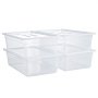 VEVOR 4-Pack Polypropylene Food Pans, Full Size, 15cm Deep, Lid, Prep Table for Restaurants, Buffets, Salad Bars, Commercial Food Storage Containers, Dishwasher Compatible, Stackable, Scale Markings