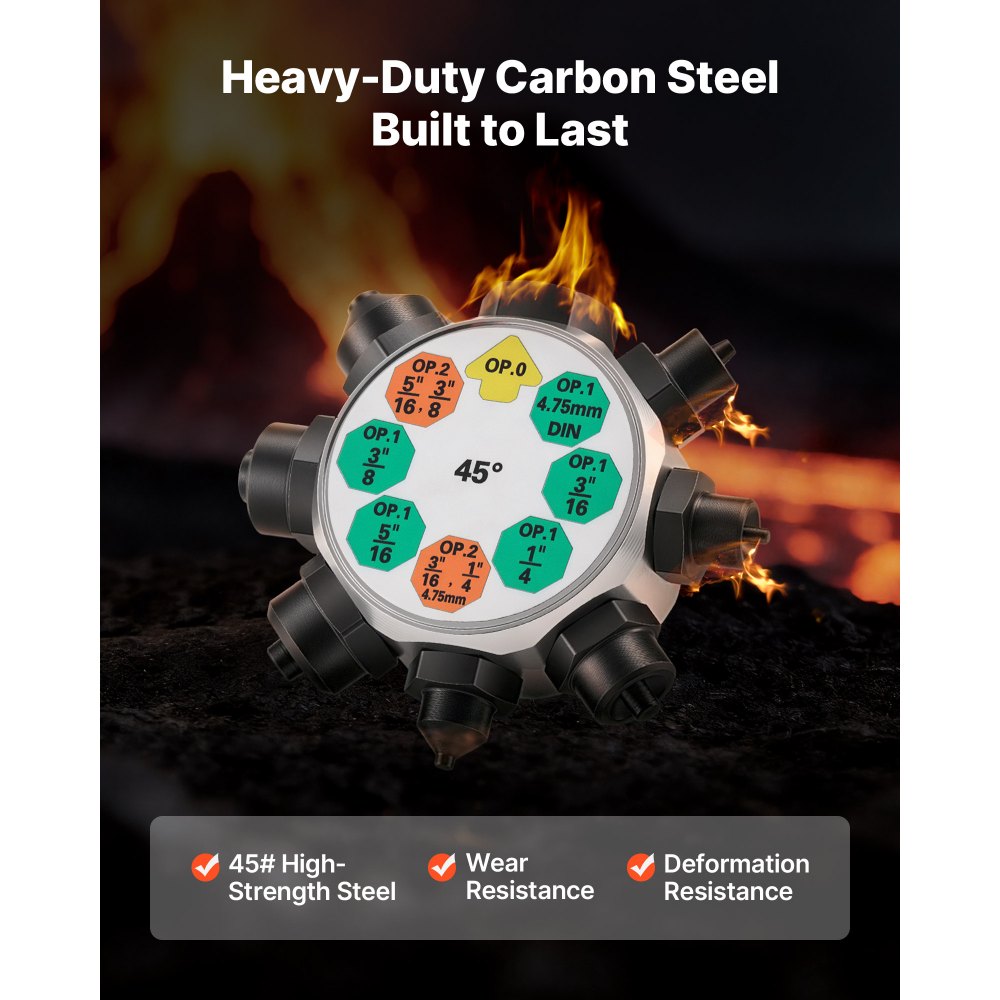VEVOR Kit di Strumenti per Svasatura Tubi Freno, Kit Professionale di Strumenti per Svasatura Doppia a 45° per Tubi Sottili in Acciaio, Rame e Alluminio da 4,76 mm, 6,35 mm, 7,94 mm, 9,52 mm, Multiuso