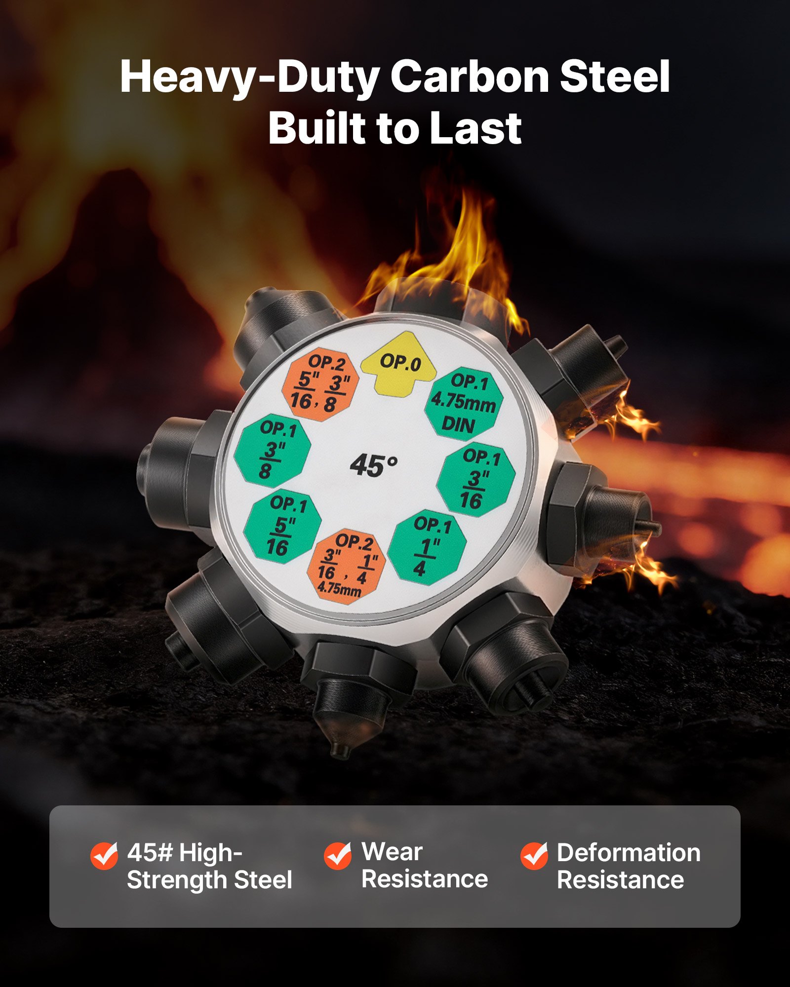 VEVOR Kit di Strumenti per Svasatura Tubi Freno, Kit Professionale di Strumenti per Svasatura Doppia a 45° per Tubi Sottili in Acciaio, Rame e Alluminio da 4,76 mm, 6,35 mm, 7,94 mm, 9,52 mm, Multiuso