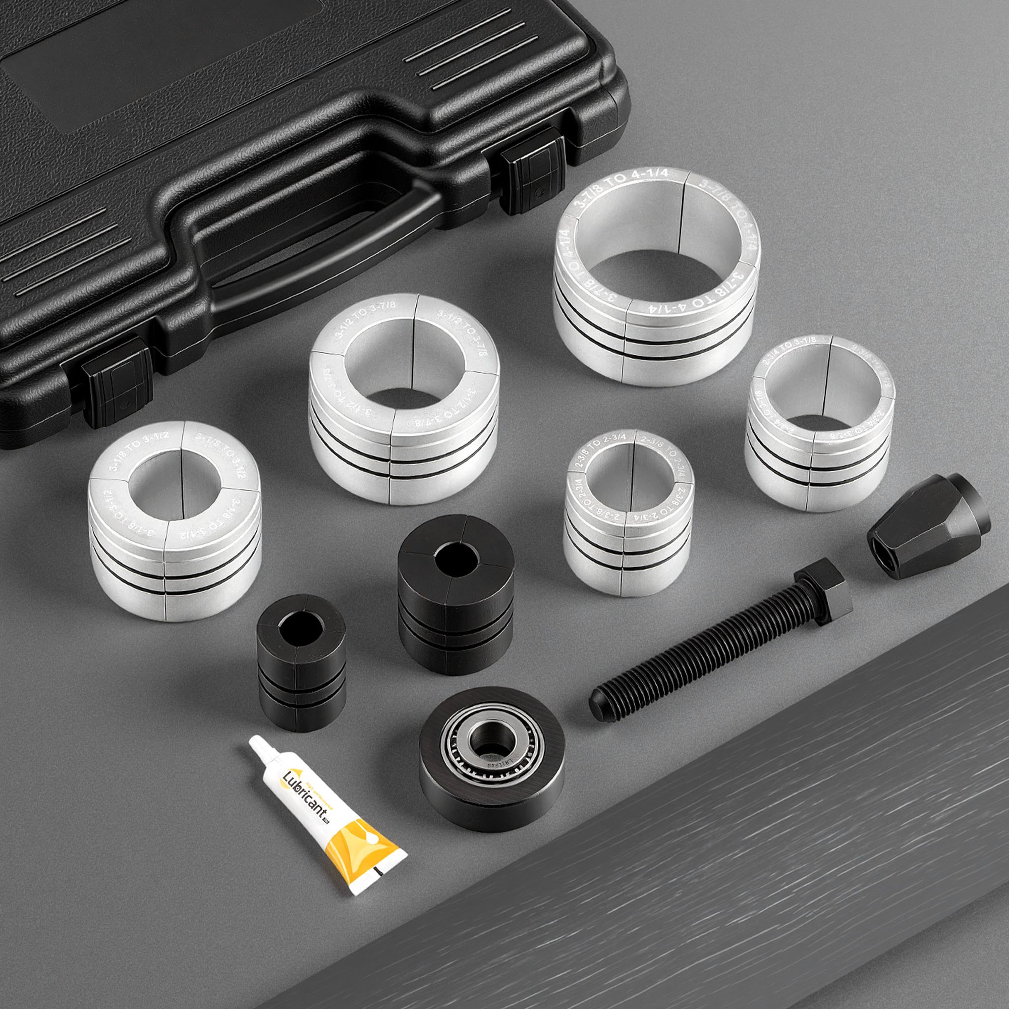 VEVOR Kit di Strumenti per Svasatura, Kit di Utensile per Espansione dei Tubi di Scarico, Allargatore per Tubi di Scarico da 41,27 mm a 107,95 mm, con 7 Collettori Robusti e Custodia per Trasporto