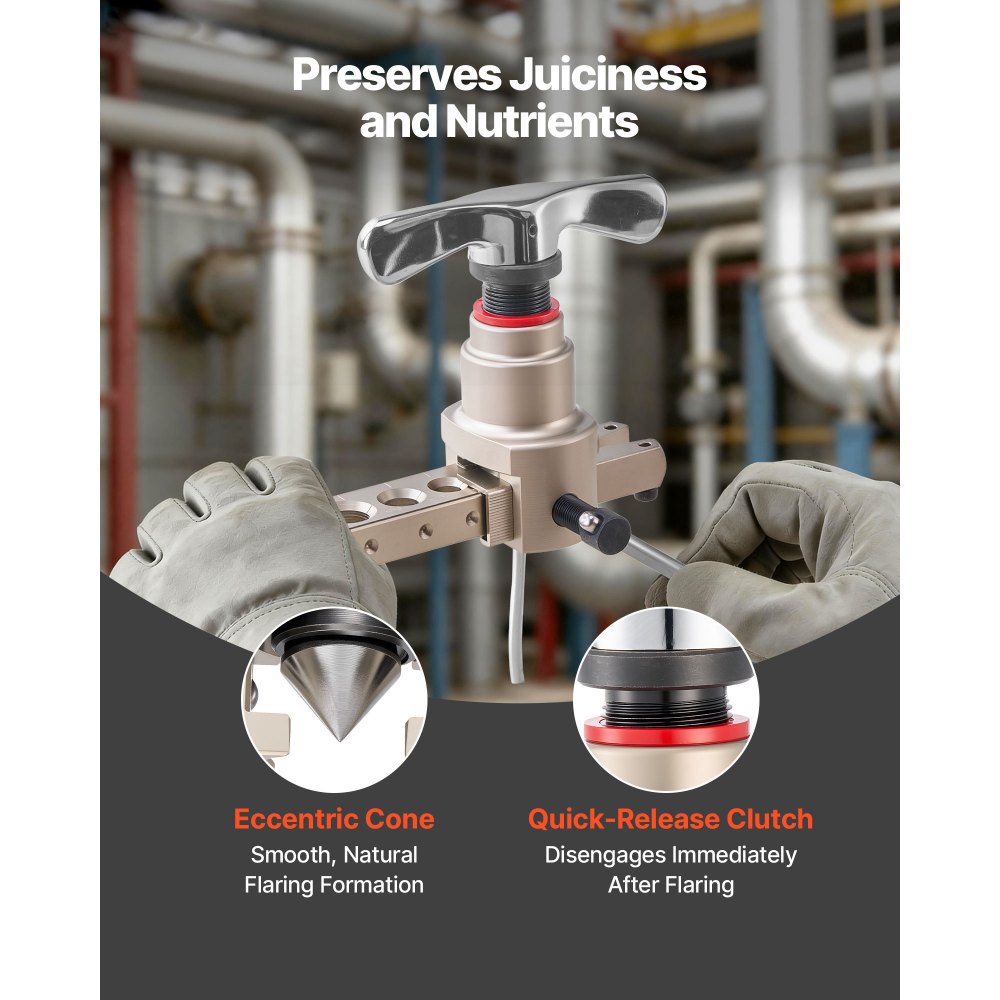 VEVOR Strumento di Svasatura HVAC, Kit di Strumenti per Svasatura Singola Eccentrica a 45° per Tubi in Rame e Alluminio 6-19 mm (1/4"-3/4"), con Morsetti Metrici e SAE, Tagliatubi e Cassetta Attrezzi