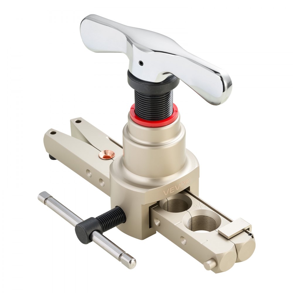 VEVOR Strumento di Svasatura HVAC, Kit di Strumenti per Svasatura Singola Eccentrica a 45° per Tubi in Rame e Alluminio 6-19 mm (1/4"-3/4"), con Morsetti Metrici e SAE, Tagliatubi e Cassetta Attrezzi