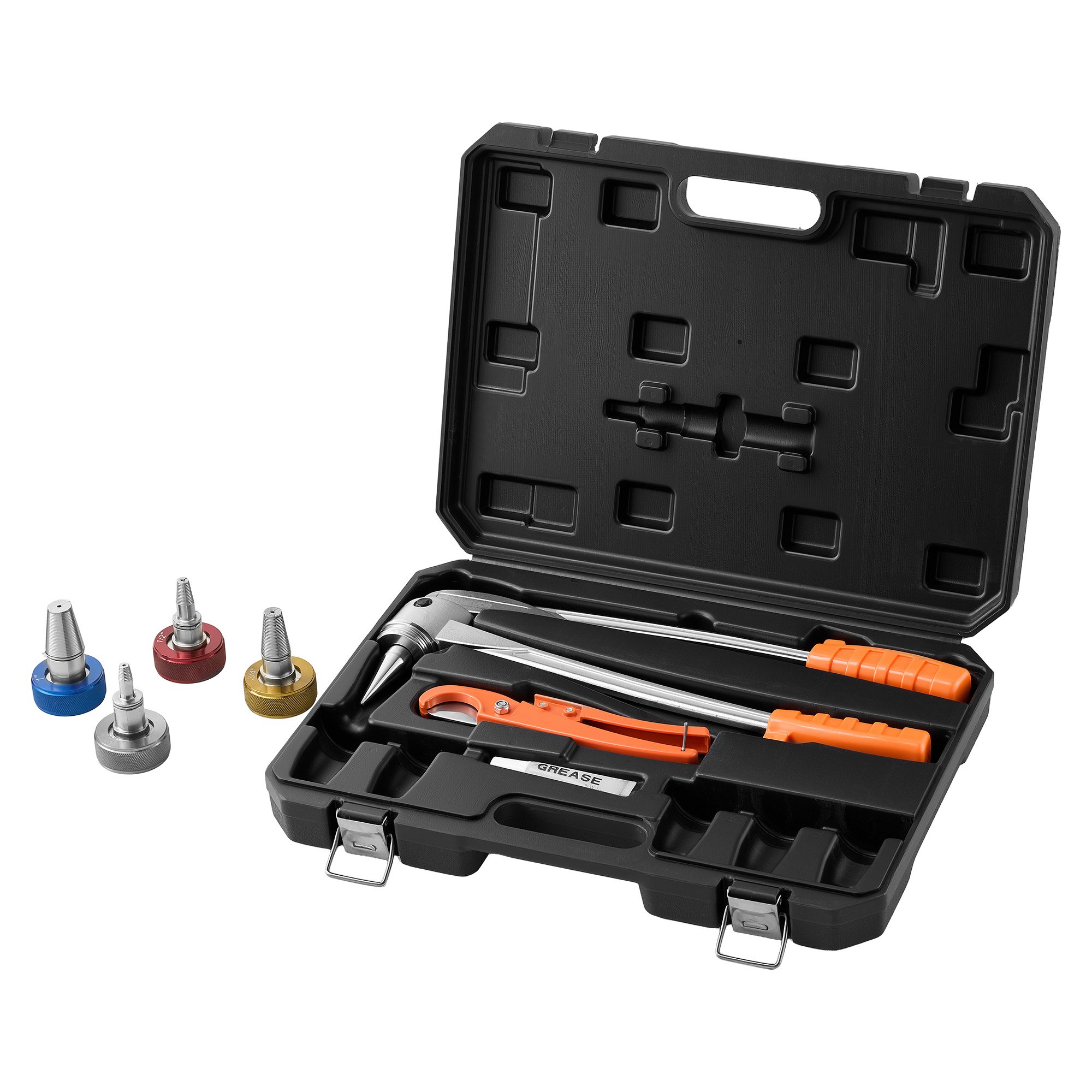 VEVOR PEX Pipe Expander Tool Kit, Manual Tubing Expansion Tool for 9.52mm, 12.7mm, 19mm, 25.4mm PEX Pipes - with 4 Expanding Heads, Pipe Cutter & Toolbox for Radiant Heating & Water Plumbing System