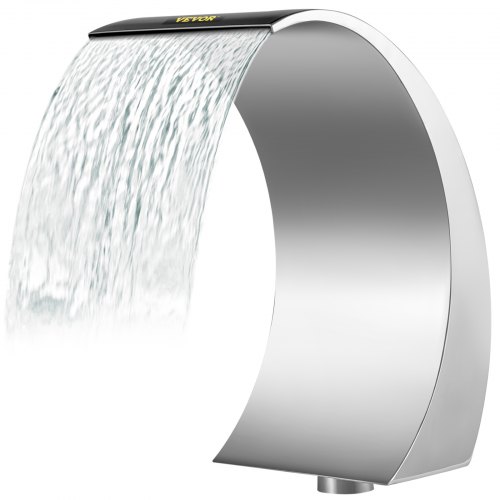 VEVOR Cascata per Piscina da 30x60x45 cm, Diametro interfaccia da 6,35 cm per Fontana per Piscine Interrate o Laghetti Giardino, Fontana Gioco d'Acqua in Acciaio Inossidabile, Rilassante e Benessere