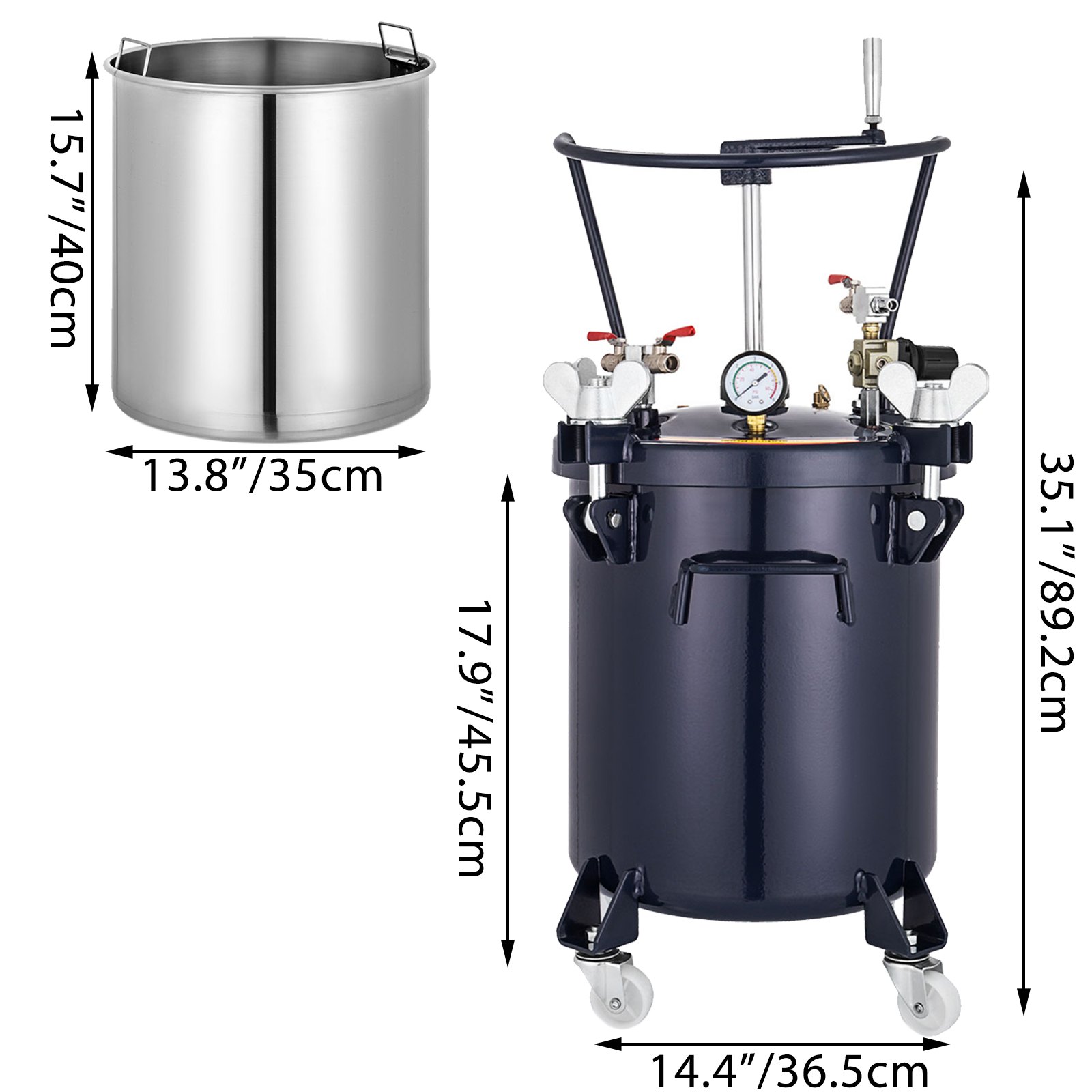 Serbatoio Sotto Pressione 40 Litri Agitatore 20-30 Psi Automobilistico