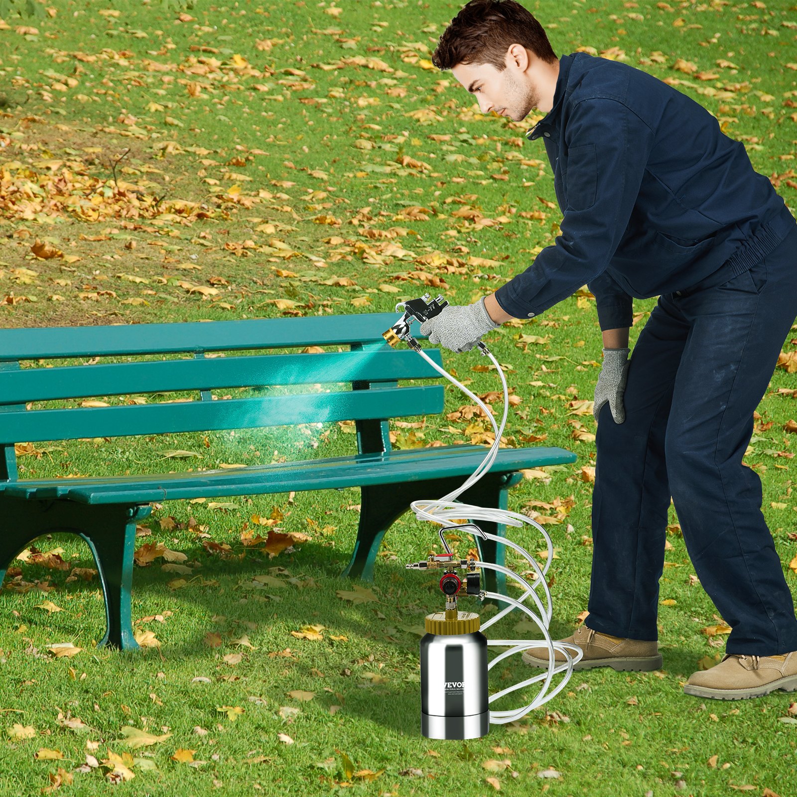 VEVOR Serbatoio Spruzzatore di Vernice Capienza 2L Alimentazione a Pressione Pistola con Ugello 1,8mm Regolabile tra 0-3,1 bar, Spruzzatore per Verniciatura Serbatoio 2L, Serbatoio a Spruzzo Vernice