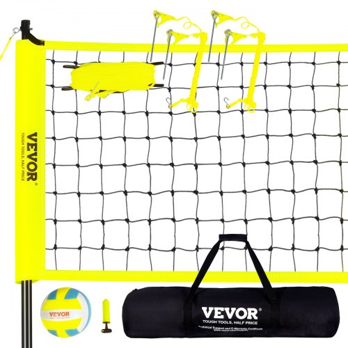 VEVOR Rete da Pallavolo in PE con Pali in Acciaio Altezza Regolabile, Kit di Rete Portatile per Pallavolo Volley con Borsa per Allenamento all'Aperto in Giardino Spiaggia, Rete per Pallavolo Portatile