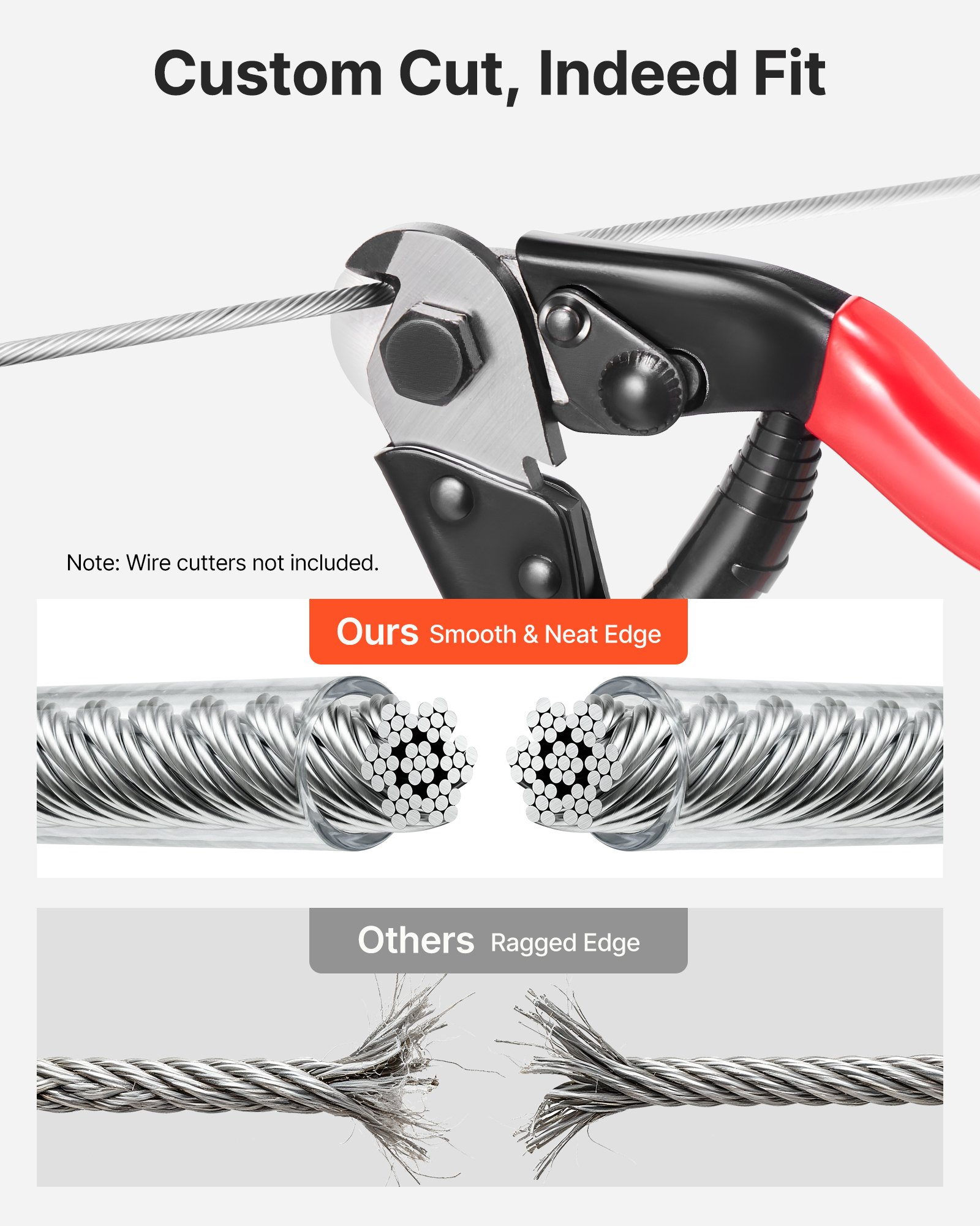 VEVOR Kit di Cavi Metallici da 3,2 mm, Lunghezza 30,5 m, Cavo in Acciaio Inossidabile 304, Resistenza alla Rottura 2,9 KN, Struttura a 7 x 7 Fili, per Sistema di Ringhiere per Ponti, Luci a Stringa