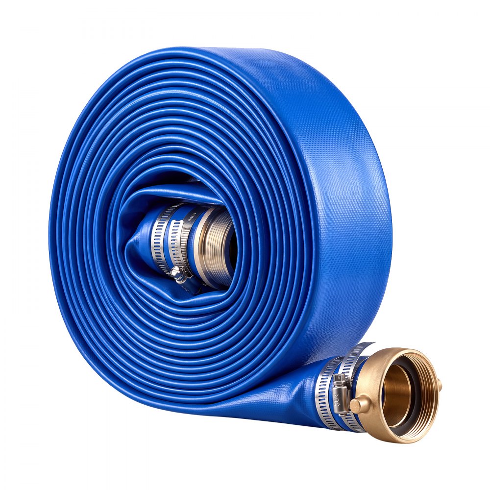 VEVOR Tubo Scarico Piatto in PVC Piscina Irrigazione Lunghezza 15,24 m Blu Diametro Interno 50,8 mm, per Pompa Sommersa, con Filtro di Sabbia, Pressione di Esercizio 6,2 bar, con Raccordi a Linguetta