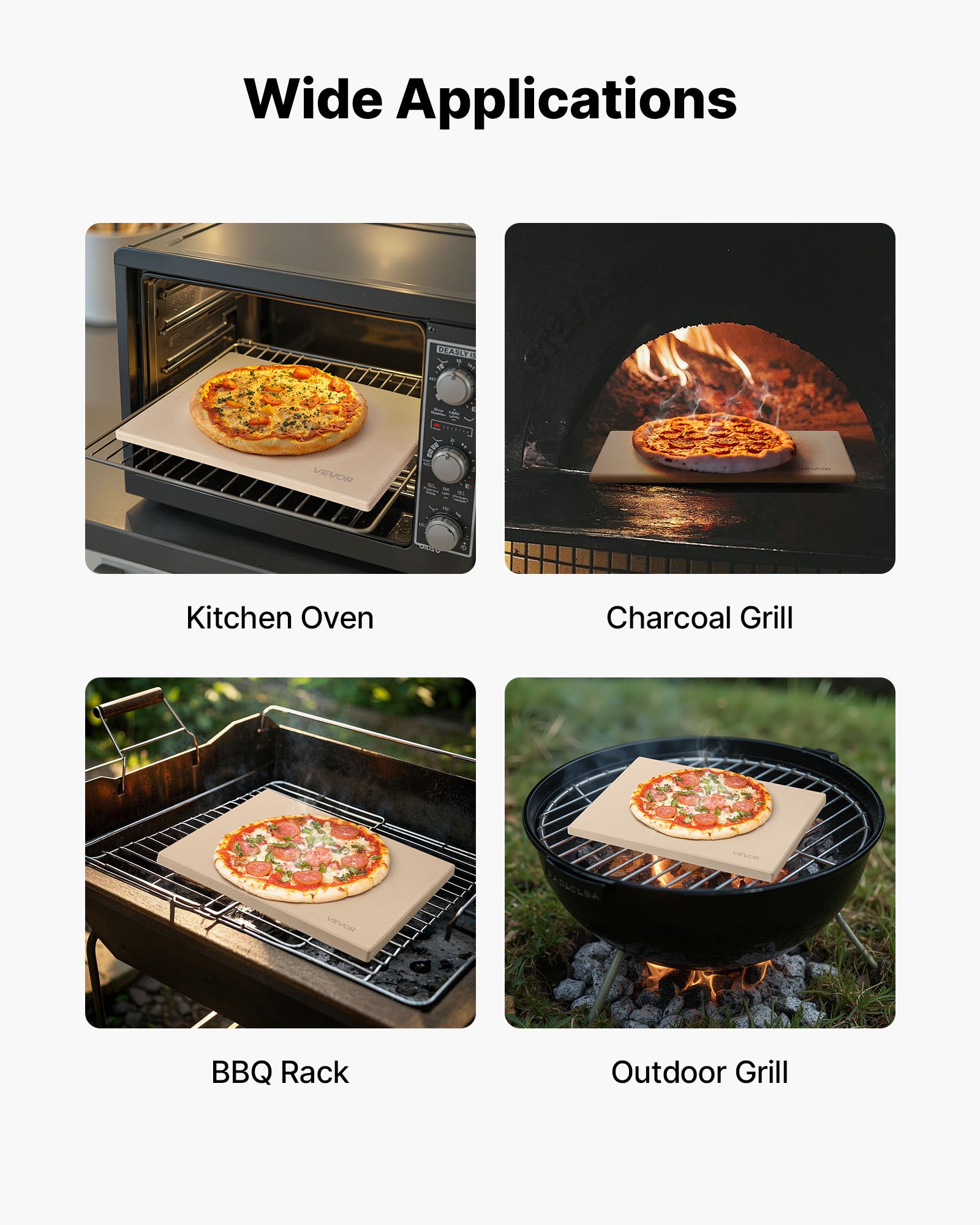 VEVOR Pietra per Pizza, Pietra da Forno per Pizza Rettangolare in Cordierite da 508 x 355 x 17 mm, con Raschietto, Cordierite Resistente al Calore, per Forno da Cucina, Cottura di Pane