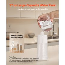 VEVOR Mocio Spray Lavapavimenti con 3 Panni Lavabili Riutilizzabili, Scopa Lavapavimenti con Serbatoio Acqua Ricaricabile da 800 mL per Pulizia di Pavimenti in Piastrelle