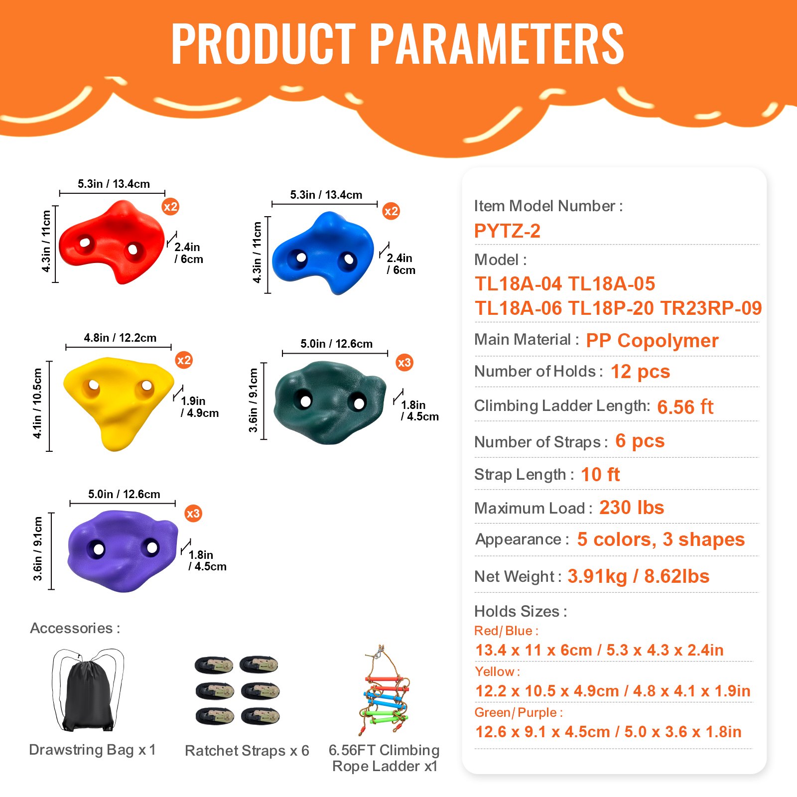 VEVOR Kit Ninja per Arrampicarsi sugli Alberi, 6 Cinghie a Cricchetto, Arrampicata sugli Alberi 12 Prese per Arrampicata sugli Alberi, 1 Scala da Arrampicata, Rocce da Arrampicata per Bambini, Adulti