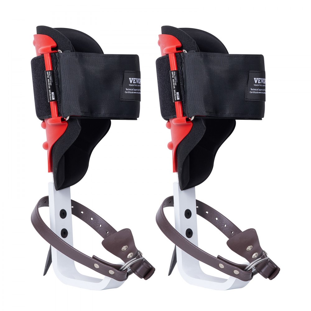 VEVOR Tree Climbing Spikes, 1 Pair of Aluminum Climbing Spikes, 350 lbs Load Capacity, Tree Climbing Equipment with Straps and Spike Protectors, Tree Care Equipment for Climbers, Hunting, Fruit Picking, Red