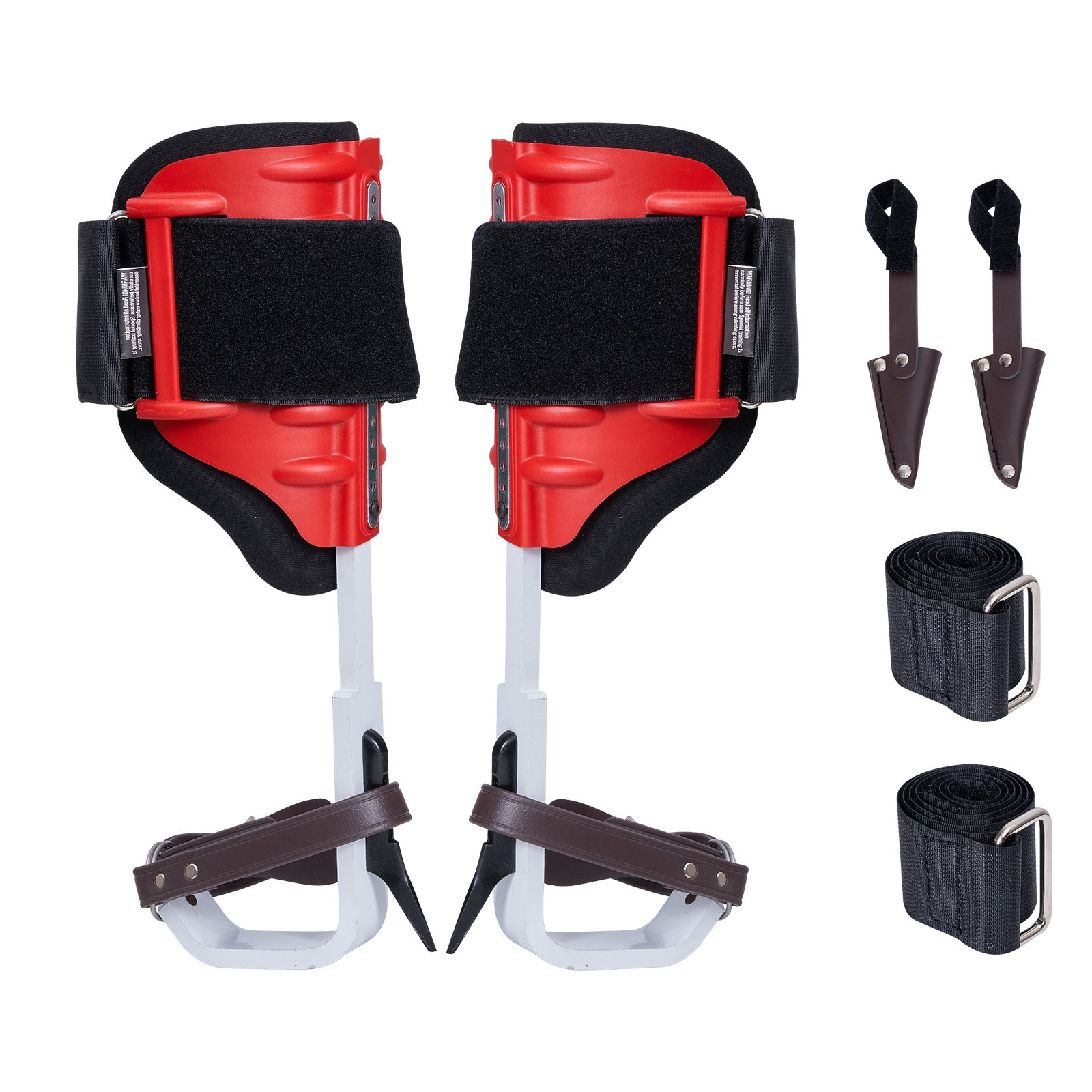 VEVOR Tree Climbing Spikes, 1 Pair of Aluminum Climbing Spikes, 350 lbs Load Capacity, Tree Climbing Equipment with Straps and Spike Protectors, Tree Care Equipment for Climbers, Hunting, Fruit Picking, Red