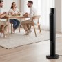 VEVOR Ventilatore a Torre Oscillante, Ventilatore da Pavimento a Colonna 50 Gradi 3 Velocità 3 Modalità Timer max 7,5 Ore Telecomando, Flusso d'Aria 4,2 m/s per Soggiorno Camera da Letto Ufficio, Nero