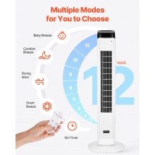 VEVOR Ventilatore a Torre 1016 mm Ventilatori Oscillanti a 70° Velocità 6,7 m/s