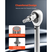 VEVOR Set di Bussole a Triplo Quadrato XZN, 10 Pezzi M4 a M18, Acciaio Cr-V di Alta Qualità, Attacchi 0,63/0,95/1,27 cm, con Custodia di Stoccaggio, Uso Manuale, Settore Automobilistico