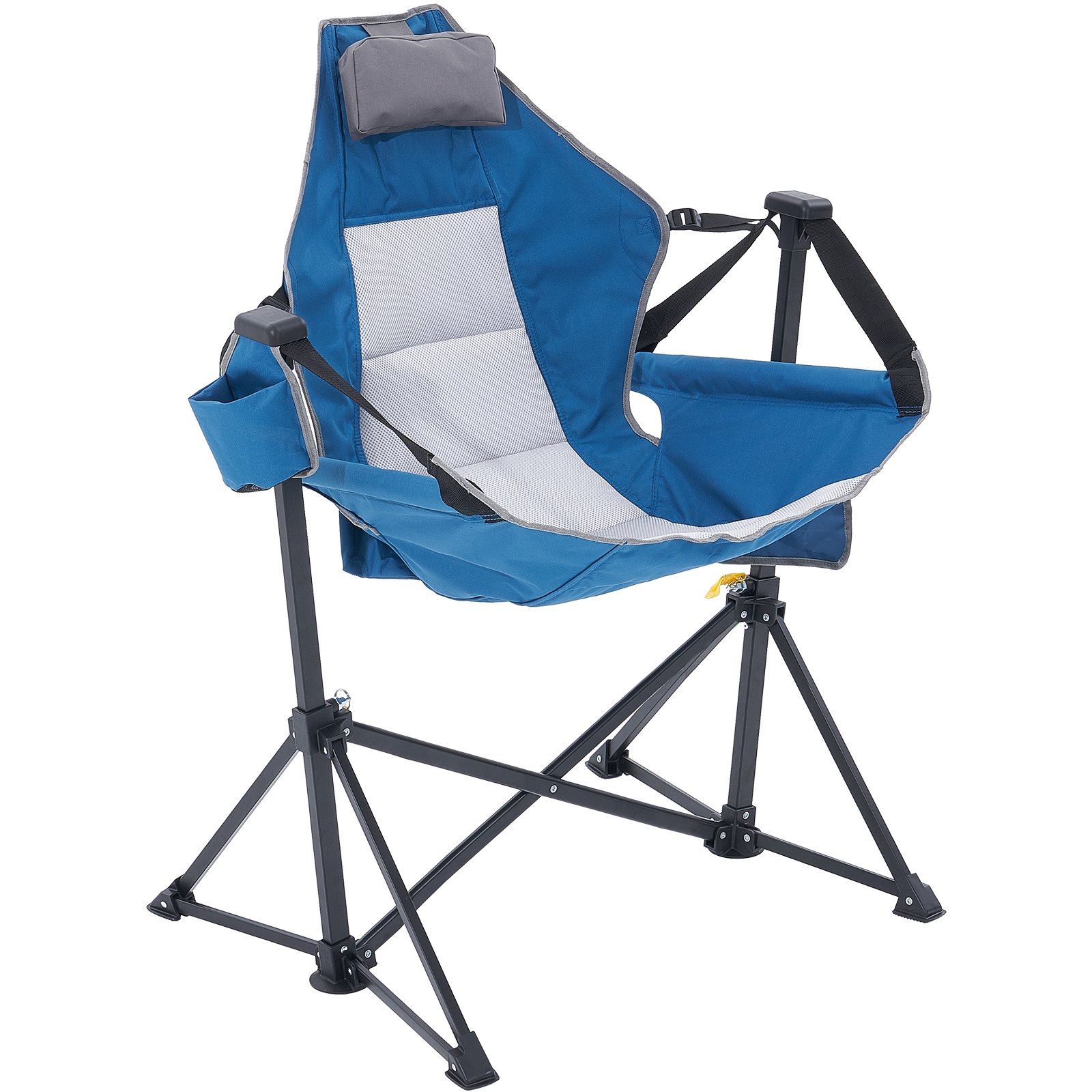 VEVOR Reclining Camping Chair, 300 lbs Weight Capacity Camping Hanging Chair, Swing Lounge Folding Chair with Drink Holder, Storage Bag, Headrest and Adjustable Backrest, for Camping and Other Outdoor Activities