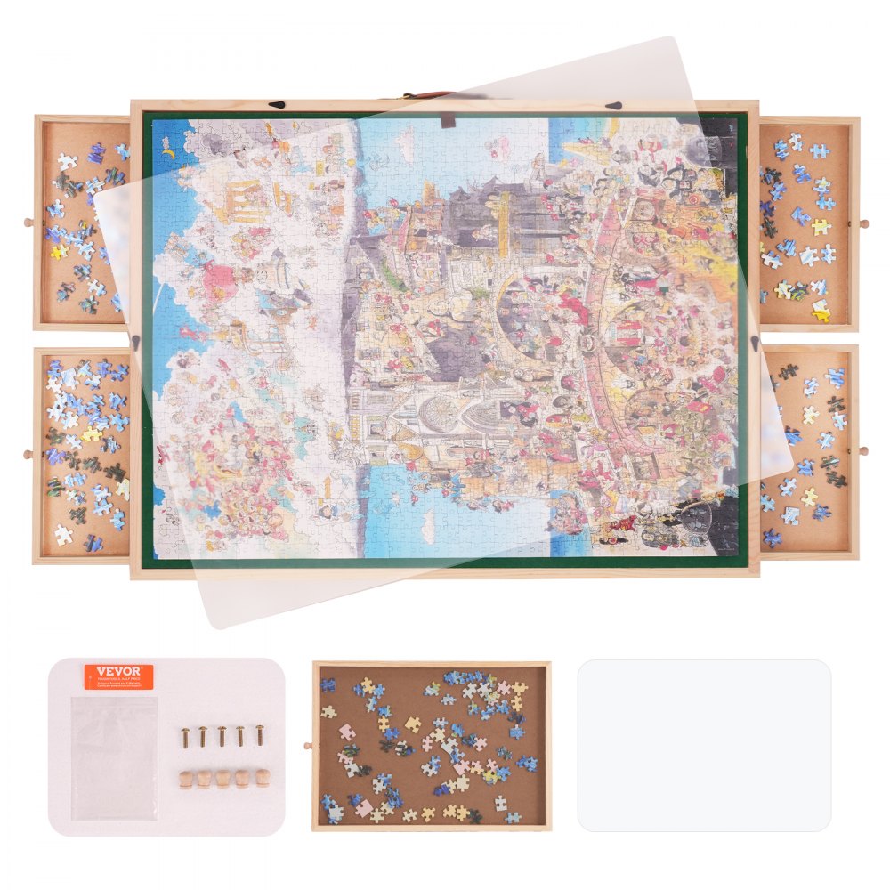 VEVOR VEVOR Tavolo Puzzle 1500 Pezzi, 865x660mm Tavolo Puzzle 4 Cassetti  Coperchio Vassoio Inclinabile Piedi Pieghevoli, Tavola Puzzle 865x660mm con  4 Cassetti, Tavolo Divertimento Puzzle per Adulti Bambini