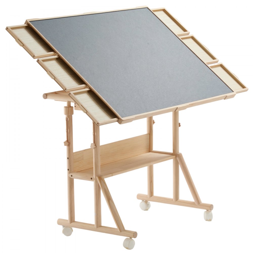 VEVOR 2000 Piece Puzzle Table with Legs, Wheels, 6 Drawers, Cover 102x73 cm, Gift for Mom, Portable Wooden Board, Felt Surface Jigsaw Puzzle Accessories for Adults, Adjustable Height Storage Organizer