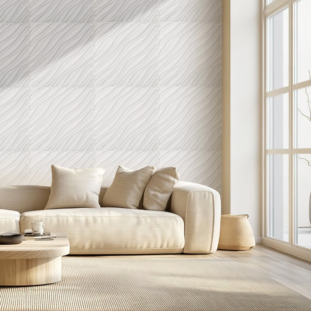 VEVOR 3D wall panels, set of 12, 50x50 cm PVC - Modern minimalist wall covering, 2.97m² coverage, interior design for bedrooms, living rooms and playrooms, matte white