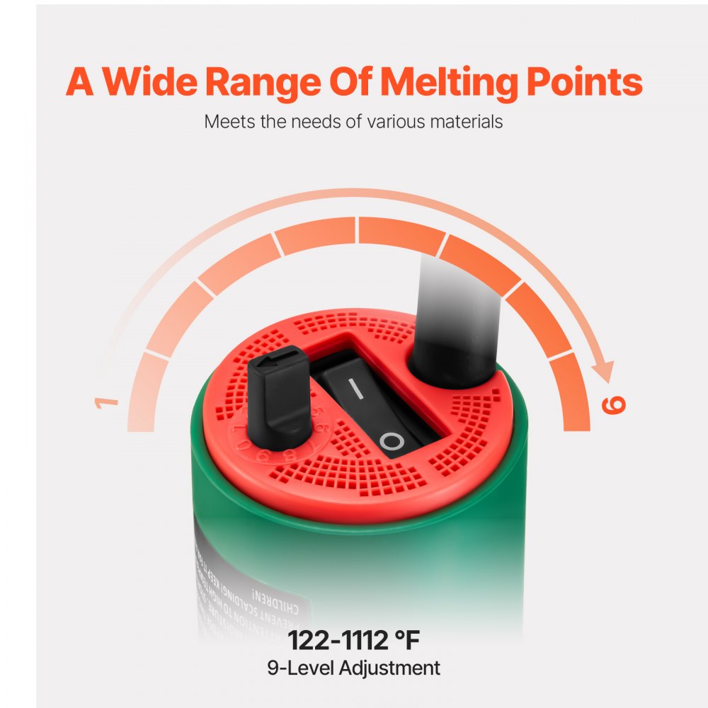 VEVOR Saldatrice ad Aria Calda per Plastica, Pistola ad Aria Calda da 1600 W, Pistola Termica per Saldatura in Vinile TPO da 50°C - 600°C, Kit per Saldatura di Coperture in Plastica con 11 Accessori