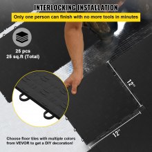 VEVOR Garage Tiles Interlocking Garage Floor Covering Tiles 12x12" Confezione da 25 Nero
