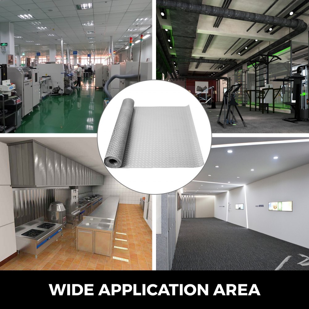 Tappetino Da Garage In Pvc Antiscivolo Pavimento Pvc 520x110cm 2 Rotoli Argento