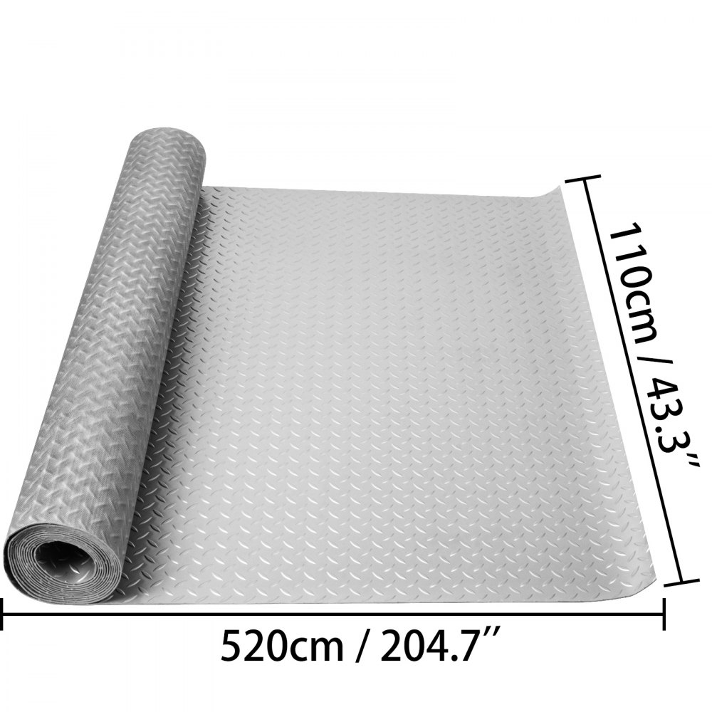 Tappetino Da Garage In Pvc Antiscivolo Pavimento Pvc 520x110cm 2 Rotoli Argento
