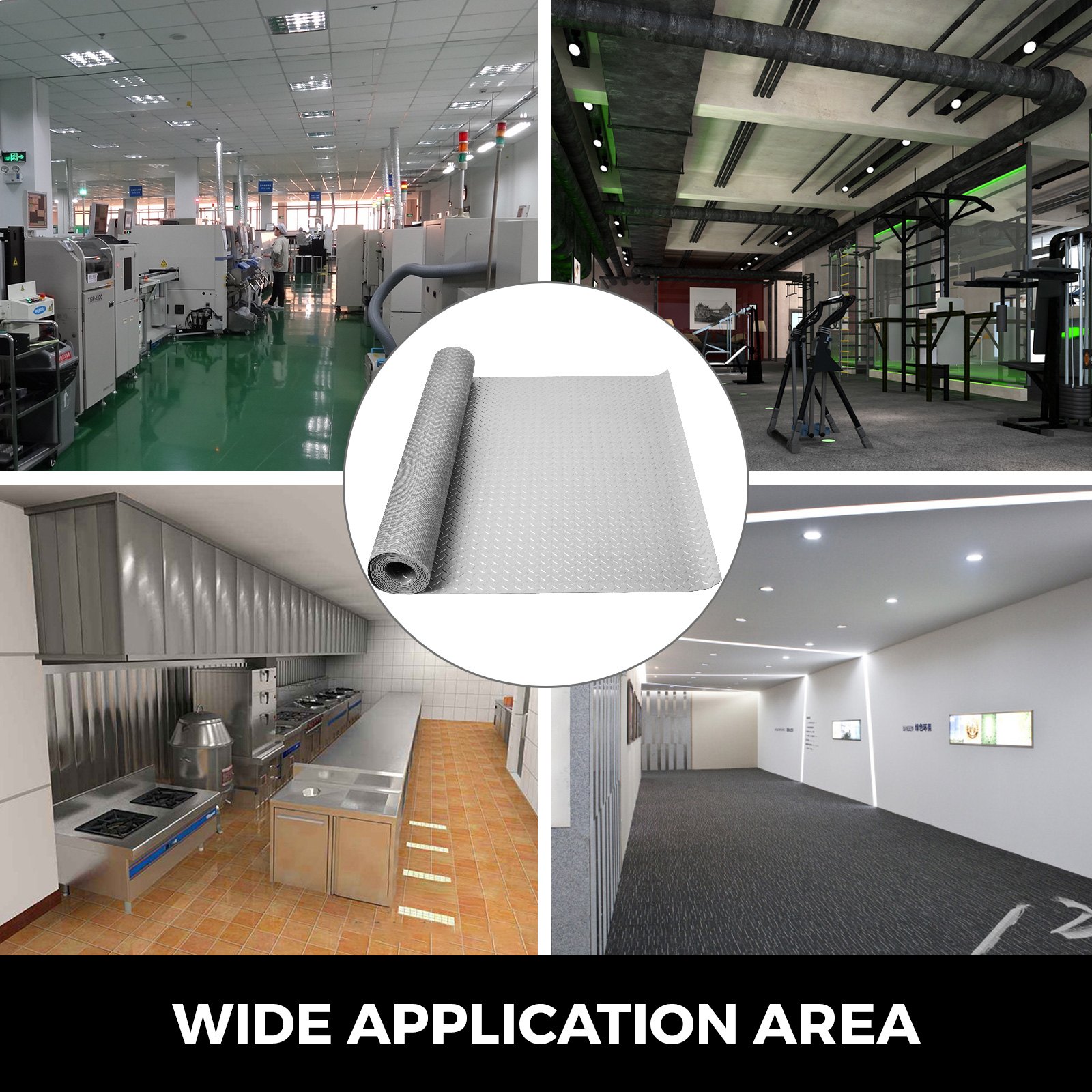 Tappetino Da Garage In Pvc Antiscivolo Pavimento Pvc 520x110cm 2 Rotoli Argento