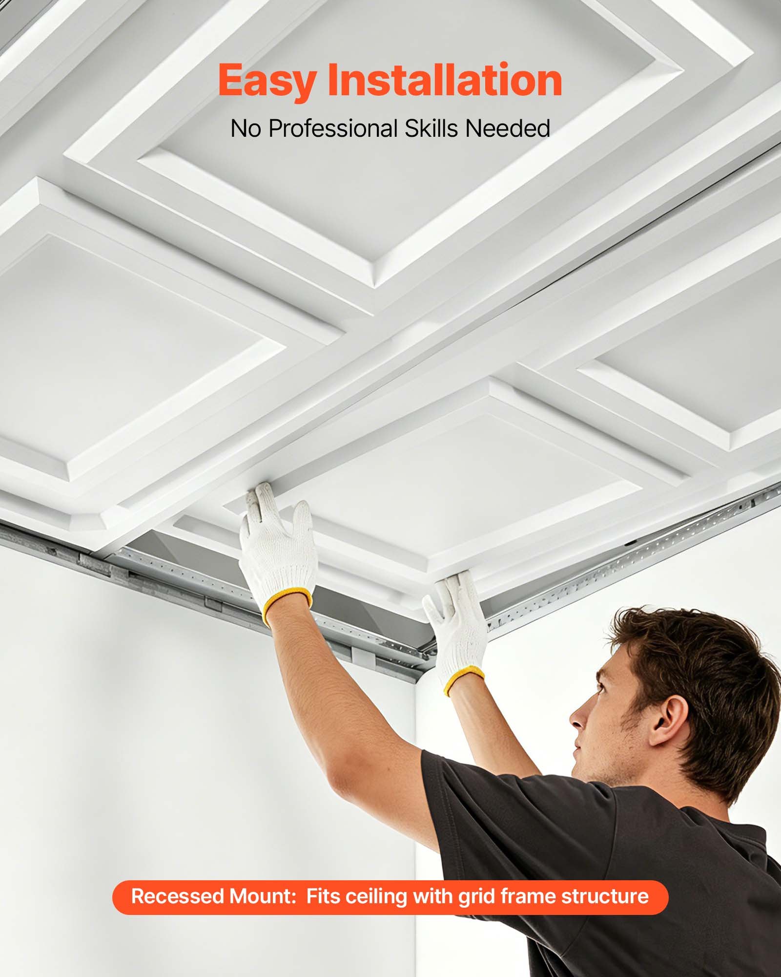 VEVOR Pannelli per Controsoffitto in PVC 605x1210 mm 10 Pezzi Marmo Bianco, Pannelli in PVC Espanso, per Controsoffitti a Griglia, Resistenti all’Acqua, Facili da Tagliare e Pulire, per Casa e Ufficio