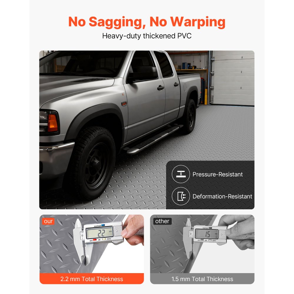 VEVOR Tappeto Rivestimento da Pavimento in PVC 2,28 x 6,1 m, Tappetino Protettivo per Pavimento Diamantato Spesso 2,2 mm con Nastro Biadesivo, Antiscivolo Facile da Pulire per Magazzini