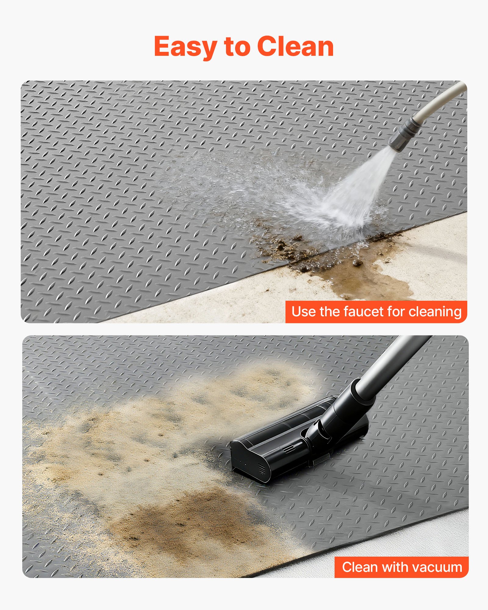 VEVOR Tappeto Rivestimento da Pavimento in PVC 2,28 x 6,1 m, Tappetino Protettivo per Pavimento Diamantato Spesso 2,2 mm con Nastro Biadesivo, Antiscivolo Facile da Pulire per Magazzini