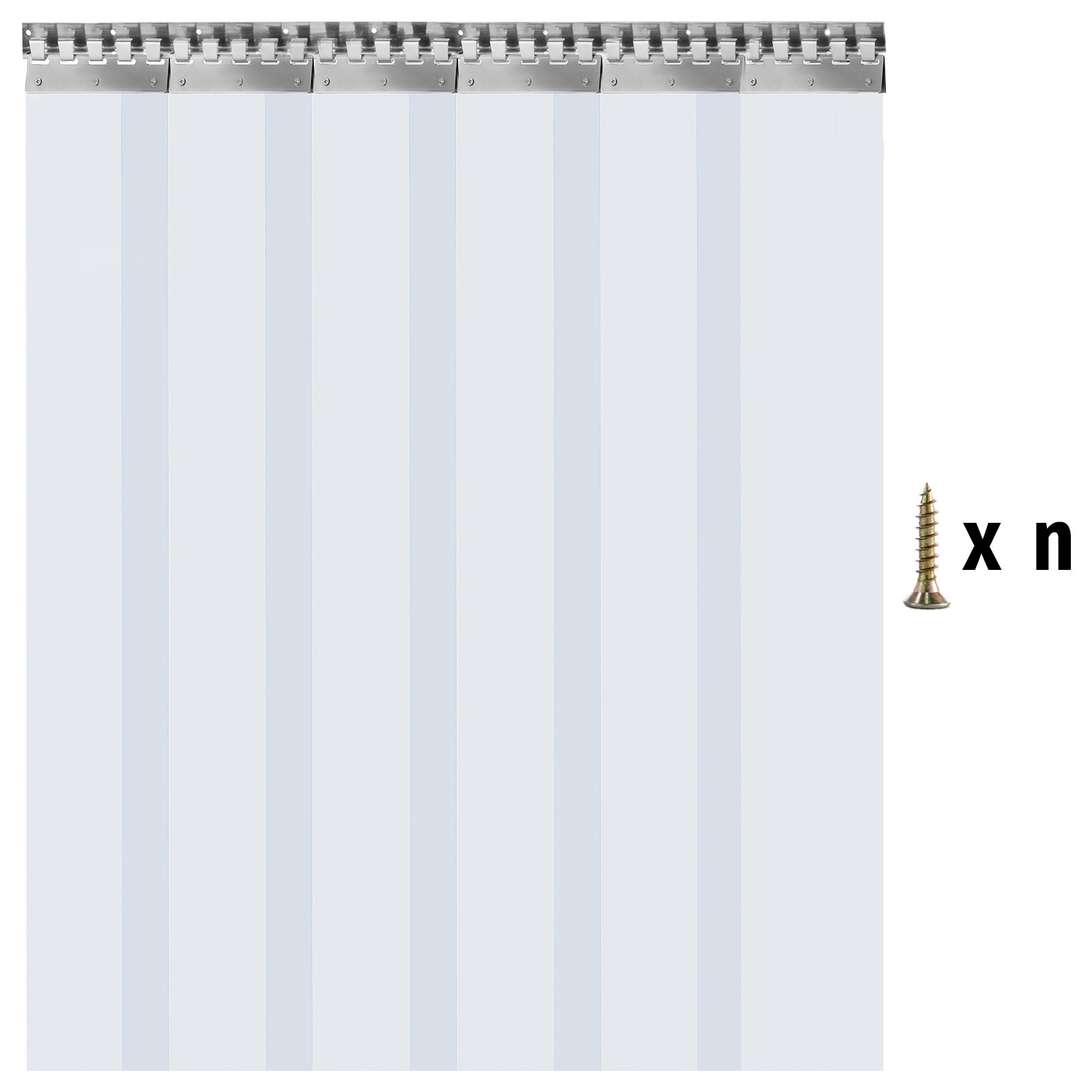 VEVOR Tenda per Porta Esterna 2,25Mx30CM, Tenda a Striscia in PVC 6 Fette Trasparente, Tendaggio di Porta con Staffa e Unghie Resistenza a Vento Acqua Graffi Temperatura